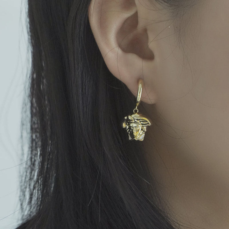 Fashion Embossed Asymmetric Long Chain Earrings