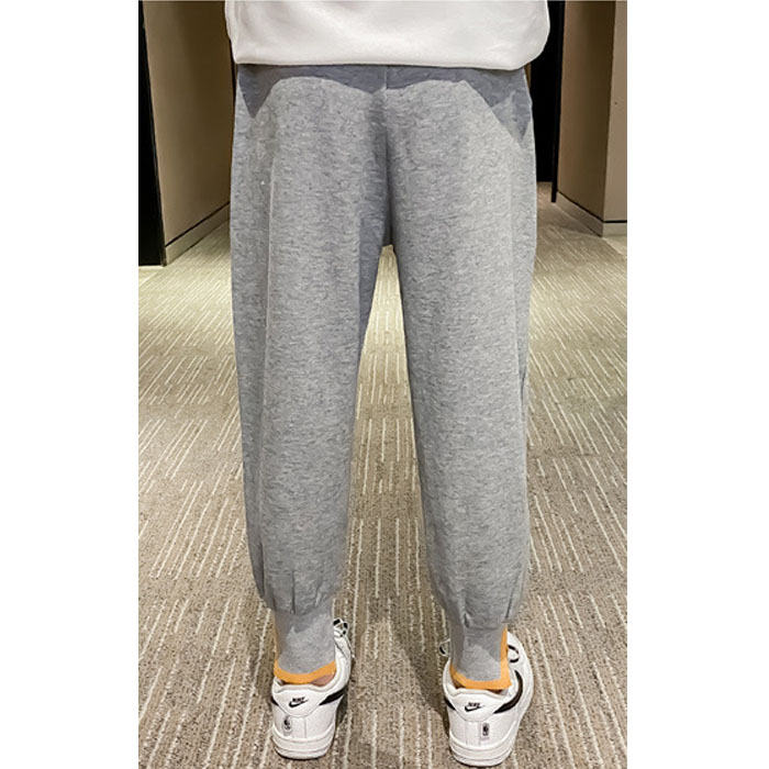 Girls Joggers Long Pants Pockets Outdoor Casual Trousers Smiley-Gray