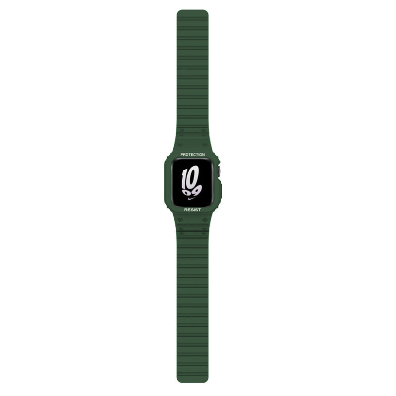 Magnetic Watch Band with Bumper Case Shockproof for Apple Watch-Green