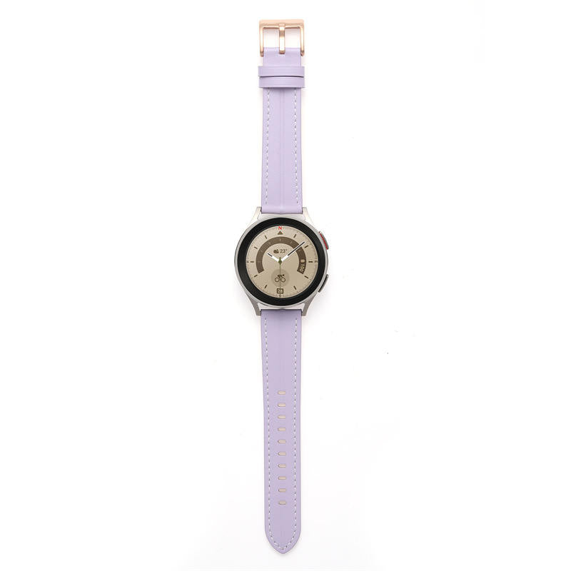 Genuine Leather Watchband Groove for Galaxy Watch 42mm/Samsung Gear S3-Purple