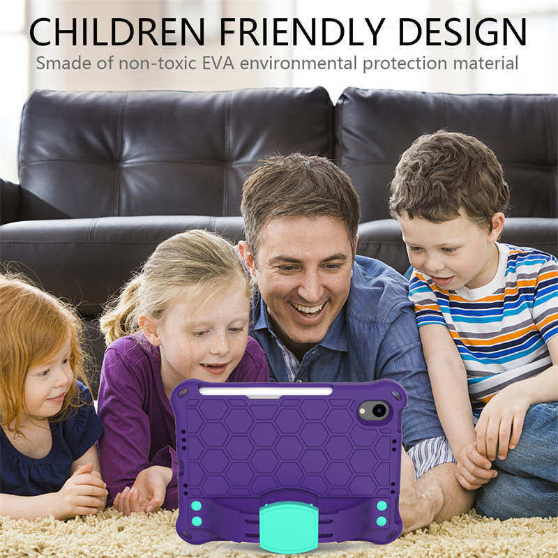 Hive iPad Case For iPad Mini 6 Durable Stand Cover With Shoulder Strap-PurpleAqua