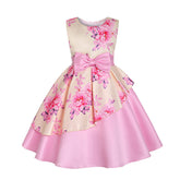 Girls Sleeveless Dresses Flower Girl Wedding Dress Elegant Floral Dress-Pink