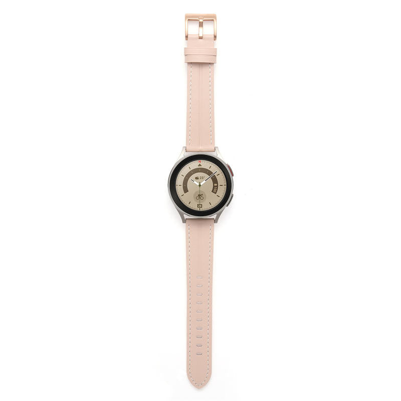 Genuine Leather Watchband Groove for Galaxy Watch 42mm/Samsung Gear S3-LightPink
