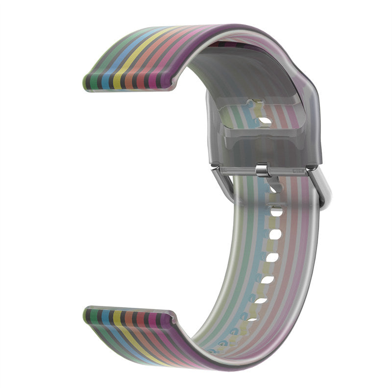 Semi Frosted Watch Strap Transparent Rainbow for Samsung Huawei Watch-10