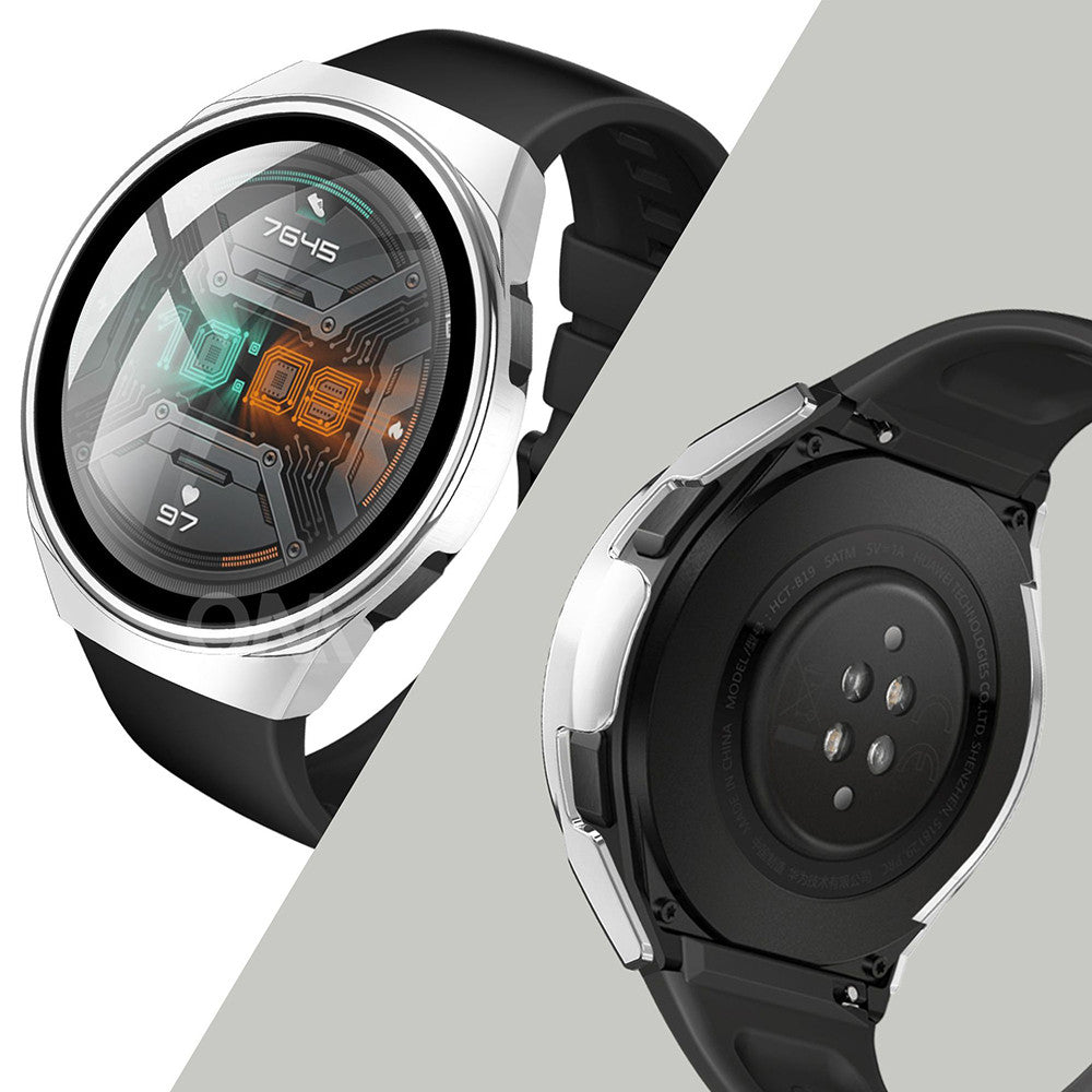 PC + Glass Full Cover WatchCase For Huawei Watch GT2E-Silver