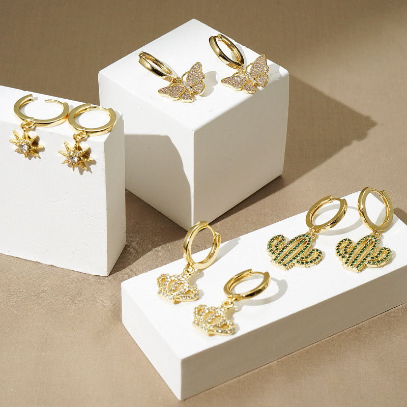 9 Pairs Coconut Cactus Earrings Set Elegant Stud for Girls and Women