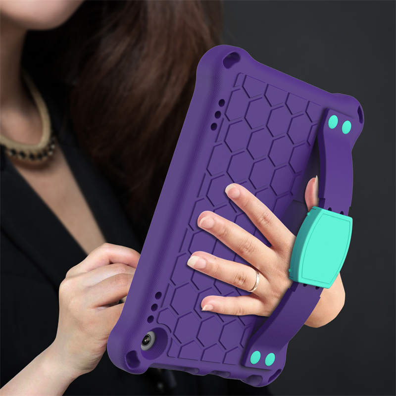Hive Kindle Fire HD8/HD8 Plus (2020) Tablet Case Durable Stand Cover With Shoulder Strap-PurpleAqua