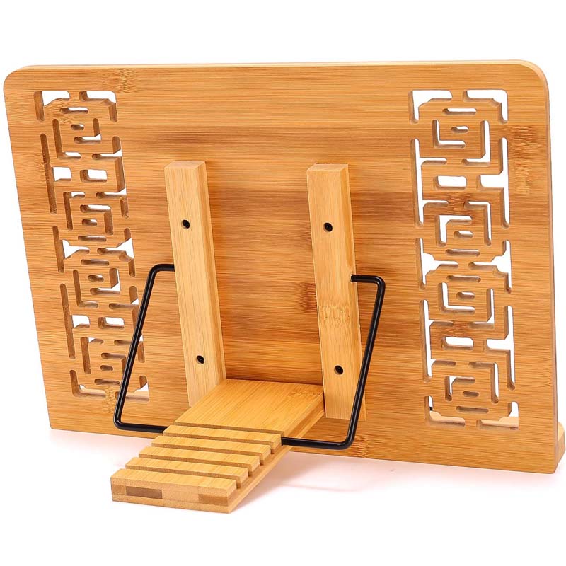 Foldable Book Stand Reading Frame Rest holder Cookbook /Tablet PC textbook/Music Document Stand Desk Bookrest with Retro Hollow -Lotus Plant & Lotus Root