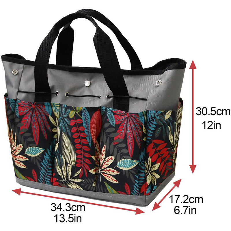 Home & LivingGarden Tools Bag Gardening Tote Organizer with 8 Deep Pockets for Gardener Regular Size Tools Storage -Gray Red