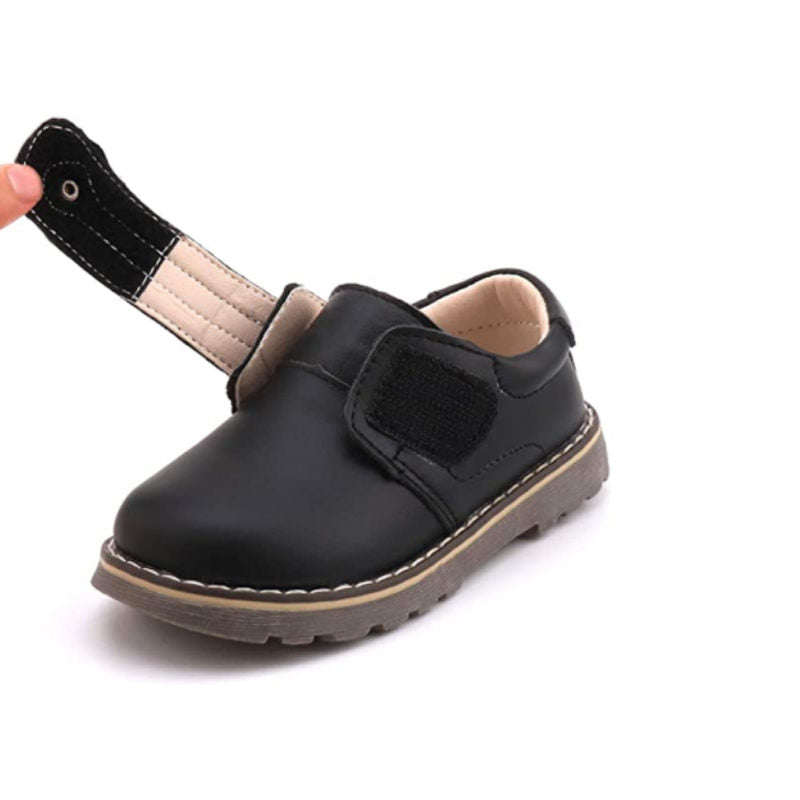 Toddler Boys Leather Loafers British Style Comfort Oxford Dress Shoes-Black