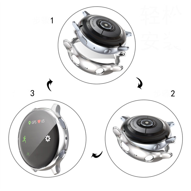 Full Coverage TPU Screen Protective Cover For Samsung Galaxy Watch Active 2 40 44mm-Silver