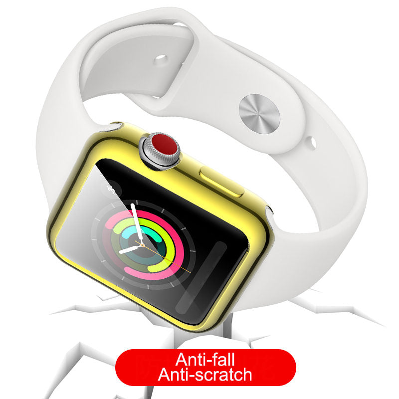 TPU Plated Cover Scratch-Proof Smartwatch Protective Case for iWatch Series SE/6/5/4/3/2/1-Gold