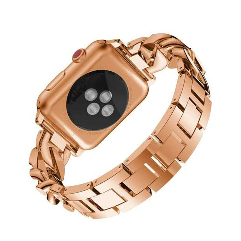 DP Bling Watch Band Stainless Steel Wristbands for Apple iWatch Series 1/2/3/4/5/6/SE For Women-Rose Gold