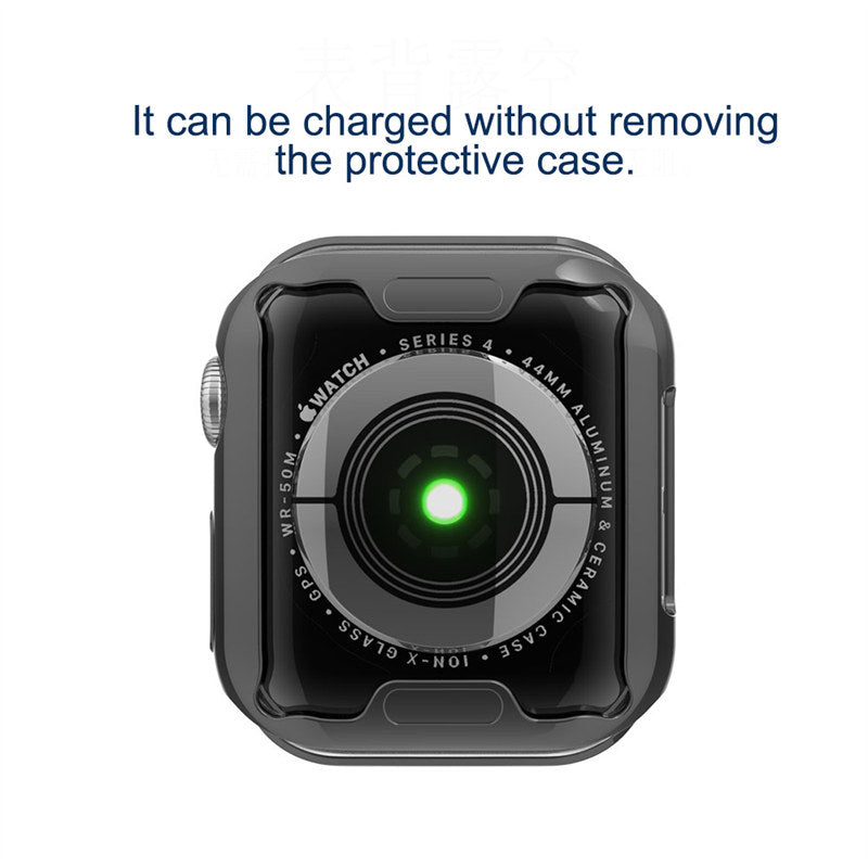 TPU All Around Screen Protective Cover for iWatch SE/6/5/4/3/2/1-Black