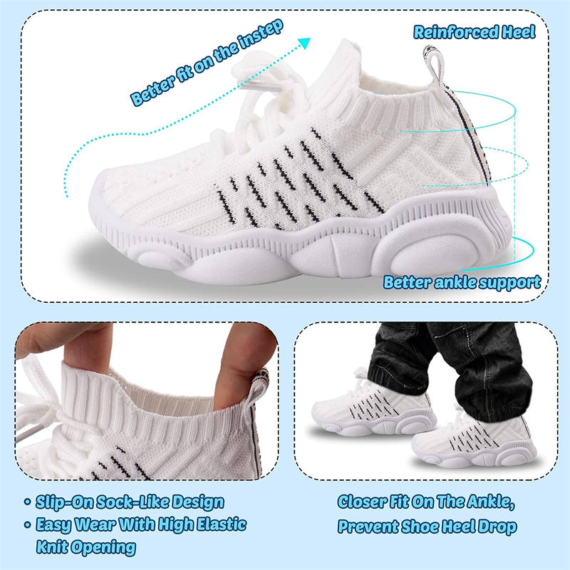 Girls and Boys Sneakers Cotton Mesh Breathable Shoes Outdoor-White