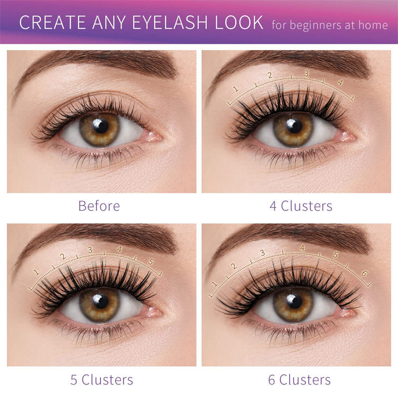 12 Clusters DIY Natural Eyelash Wispy Light 3D Effect Individual Lashes-W02