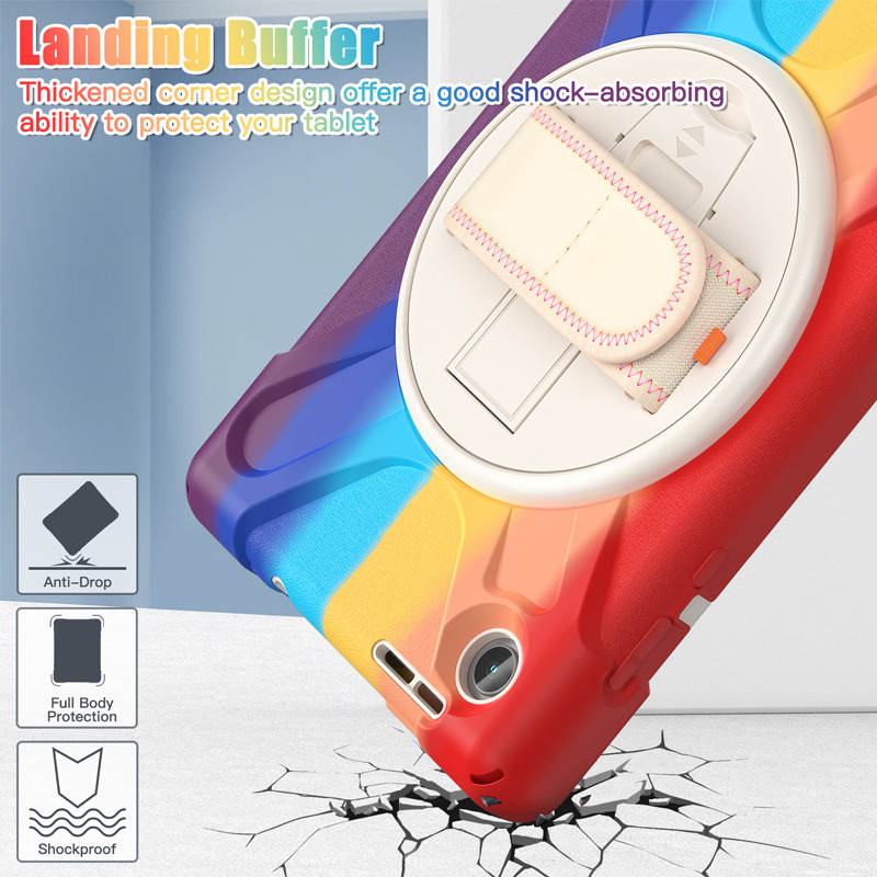 Tablet Case Heavy Duty with Swivel Stand for Lenovo Tab M8 4th Gen-ColorfulRed