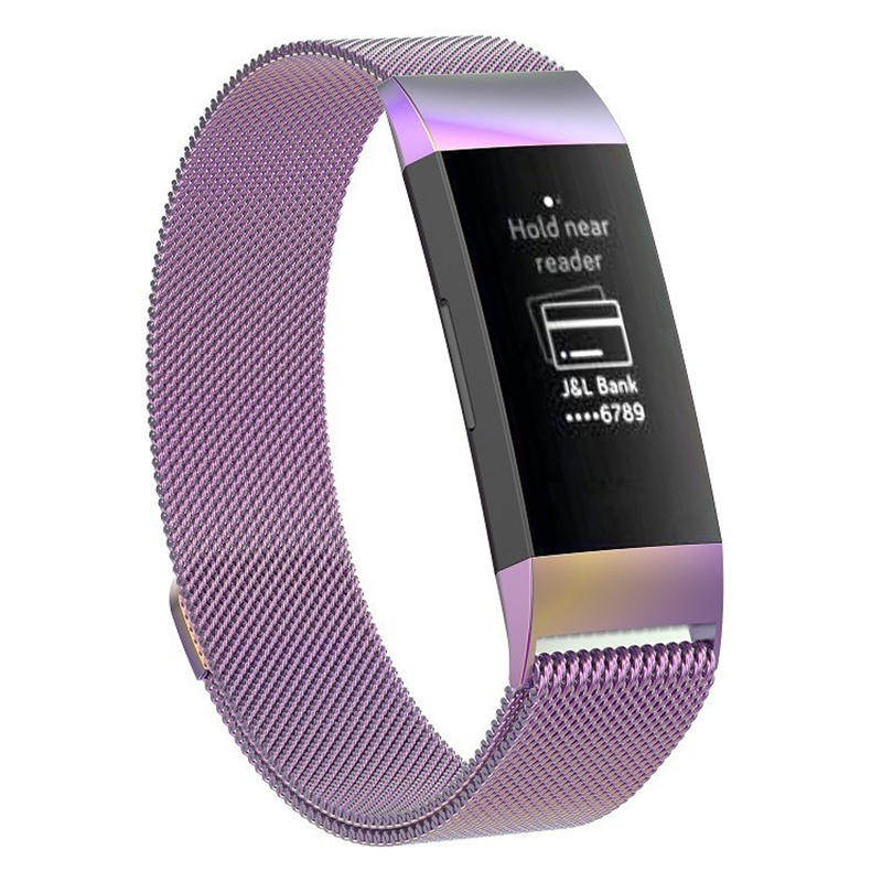For Fitbit Charge 3 Wristband Milanese Replacement Stainless Steel Watch Band-Colorful