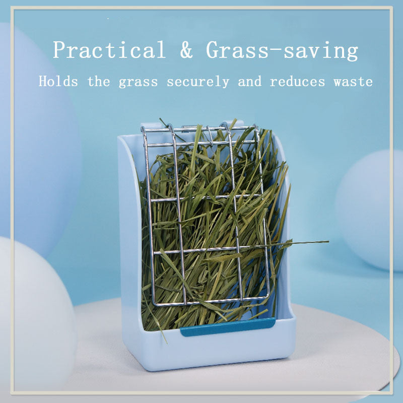 Rabbit Hay Feeder Plastic Food Bowl Feeder-Blue