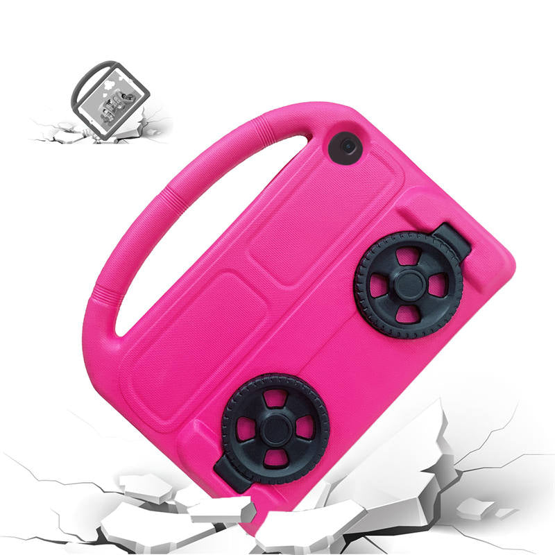 Wheel Samsung Tablet Case For Tab A 10.1 T510/T515(2019) Shockproof Stand Cover With Handle Stand-Rose