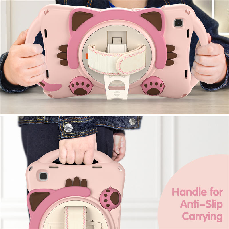 CatA Samsung Tablet for Tab A7 10.4 T500/T505/T507/T505N Built-in Handle Stand With a Strap-Pink