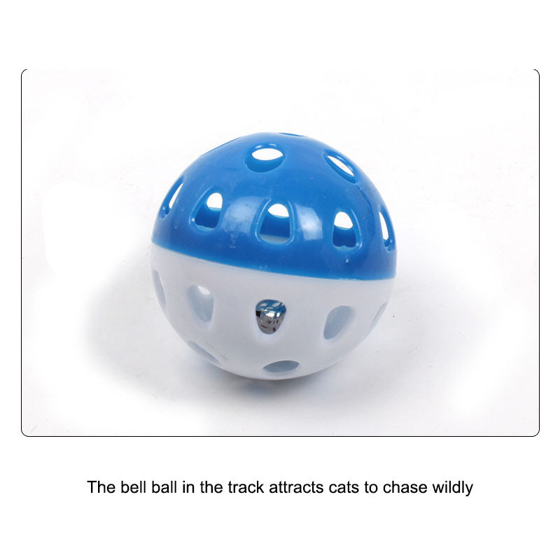 Interactive Cat Toy Scratching Spring Mouse Turntable with Exercise Bell Balls-Blue
