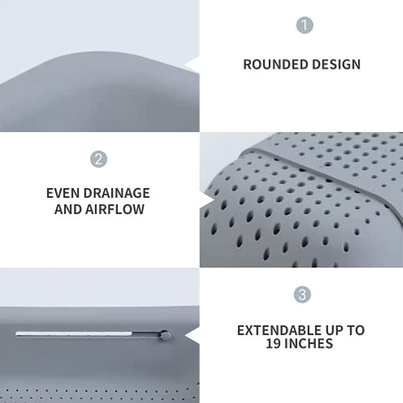 Sink Retractable Strainer Basket for Washing Vegetable Drying Dish-Grey