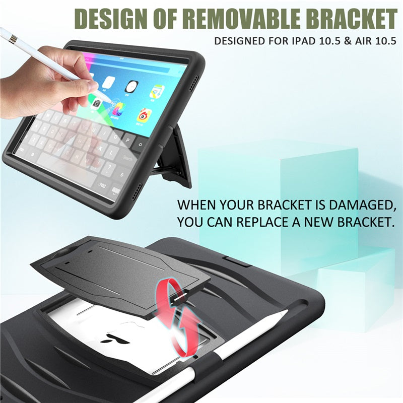 Shock Wave Kickstand Case Anti-Fall Protection With Pencil Holder For 10.5inch iPad Air3/iPad Pro10.5-Black