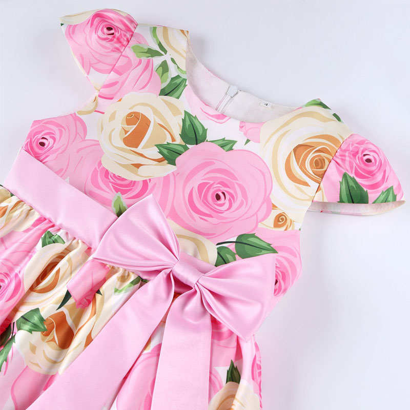 Girls Dresses Flower Girl Wedding Dress Elegant Floral Dress-Pink