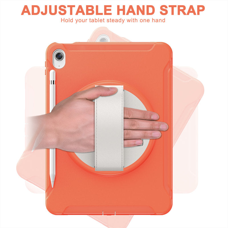 Tablet Case For iPad 10th with 360¡ã Kickstand/Hand Strap Shockproof-Orange