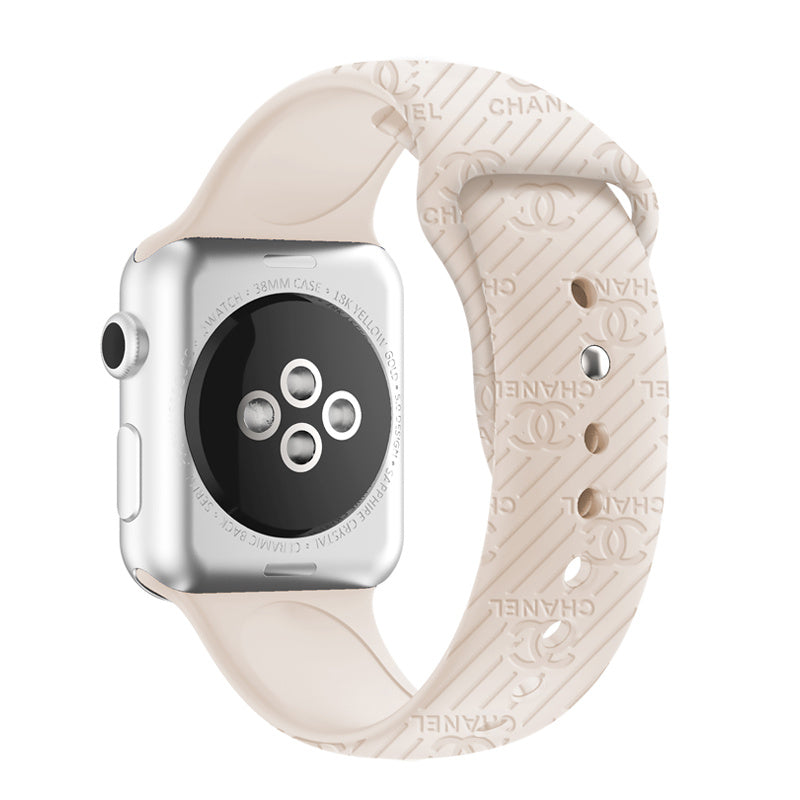 Engraved Watch Band Soft Silicone Luxury Pattern for Apple Watch-Starlight