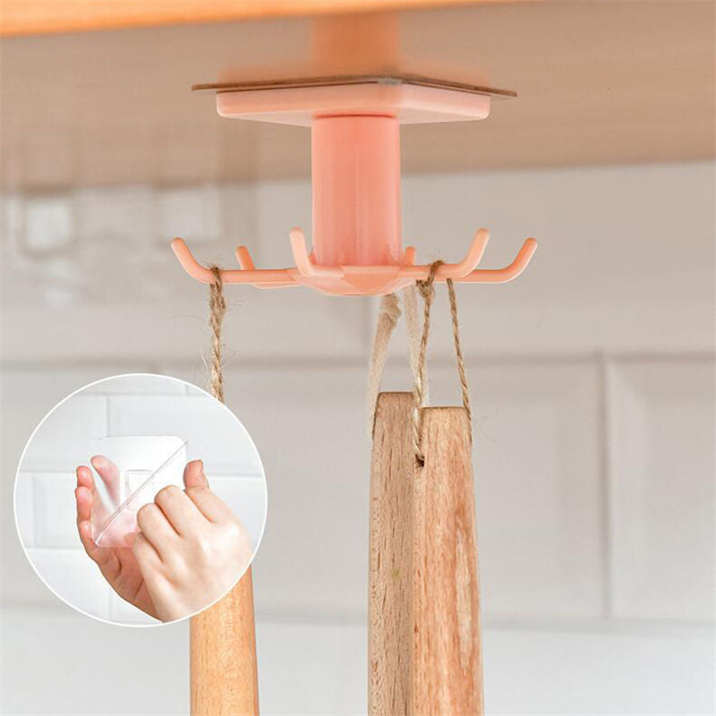 Home & Living2 Pack Under Cabinet Utensil Holder Hanger Hook for Kitchen and Bathroom -Pink