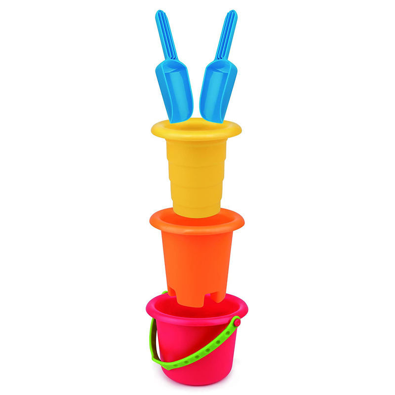 5 in 1 Beach Toy Set for Kids With 3 Bucket and 2 Shovels