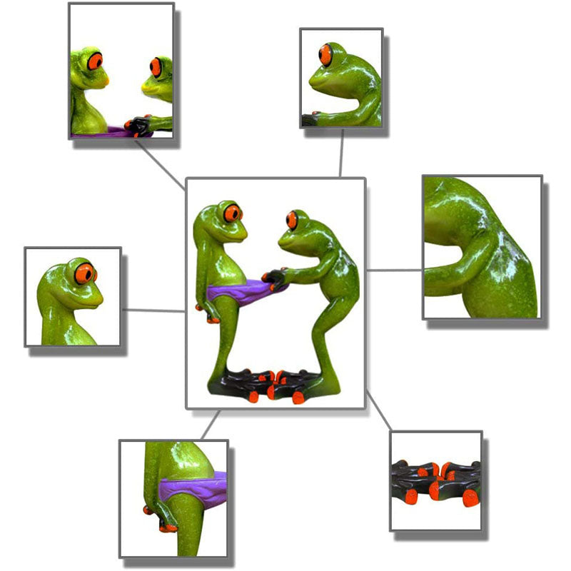 Frog Figurines Statue Creative Funny Green Frog Sculpture for Home Desk Bathroom Decoration