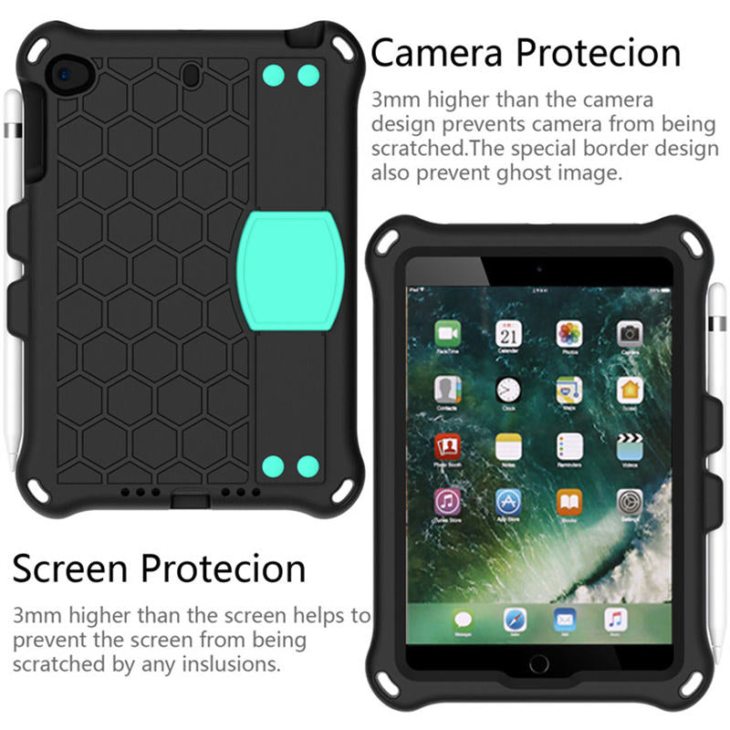 Hive iPad Case For iPad Mini 1/2/3/4/5 Durable Stand Cover With Shoulder Strap-BlackAqua