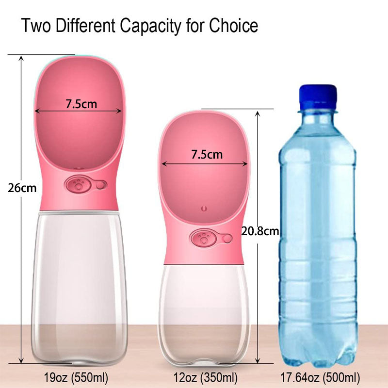 350ML Dog Water Bottle Leak Proof Portable Puppy Water Dispenser with Drinking Feeder for Pets-Pink