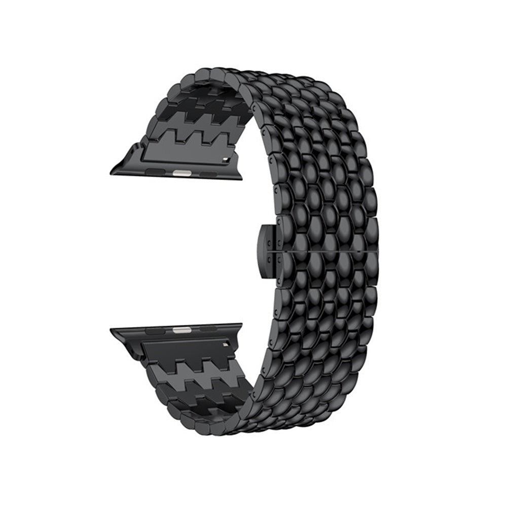 Dragon Leather Metal Watch Band For Apple Watch SE/6/5/4/3/2/1(Black)