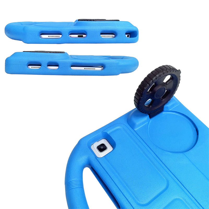 Wheel Samsung Tablet Case For Tab S P6 Lite/A7 (2020)/S5E (2019) Shockproof Stand Cover With Handle Stand-Blue