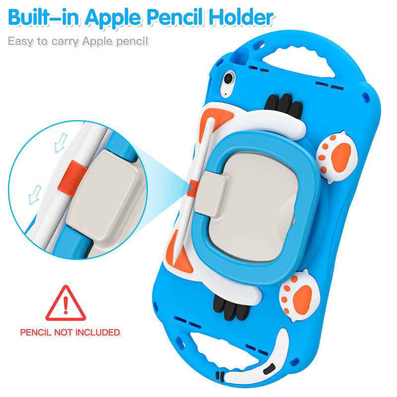 Cat Tablet Case For iPad 10th Kids Friendly with Handle Stand-LightBlue