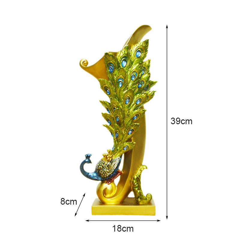Resin Peacock Statue Desktop Adornmen for Home Wedding-Vase