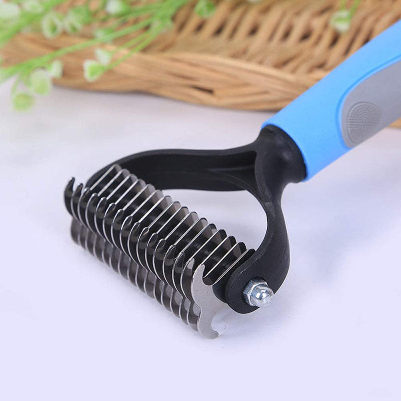 Pet Grooming Undercoat Rake with Two-Side Safe Hair Removal Comb-Blue