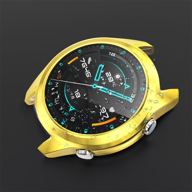 TPU Screen Protector Case For Huawei Watch GT2 42mm&46mm with HD Tempered Glass-Gold