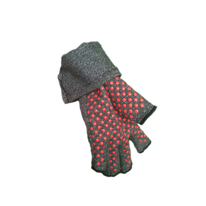 Unisex Warm Half Finger Stretchy Cotten Fingerless Gloves-Hemp Ash-LYX-08077