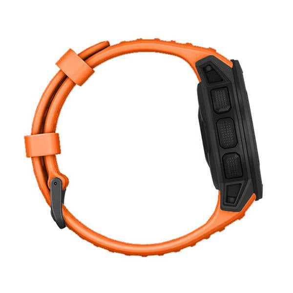 For Garmin Instinct Watchband Soft Silicone Adjustable Replacement Strap 22MM Black Steel Buckle-Orange