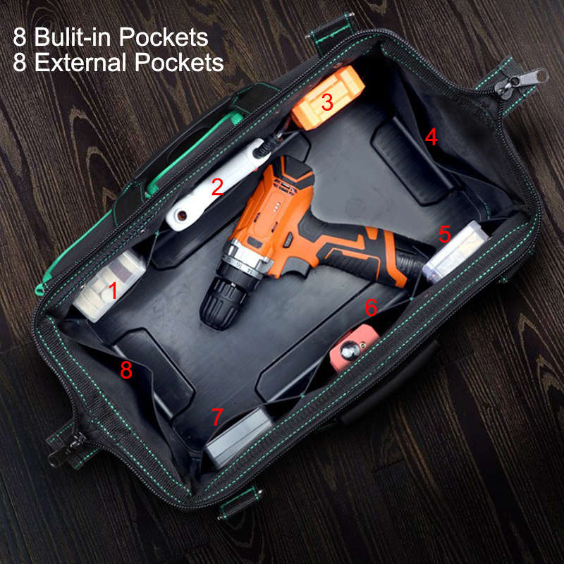 16'' Heavy Duty Tool Bag Waterproof with Shoulder Strap for Woodworking