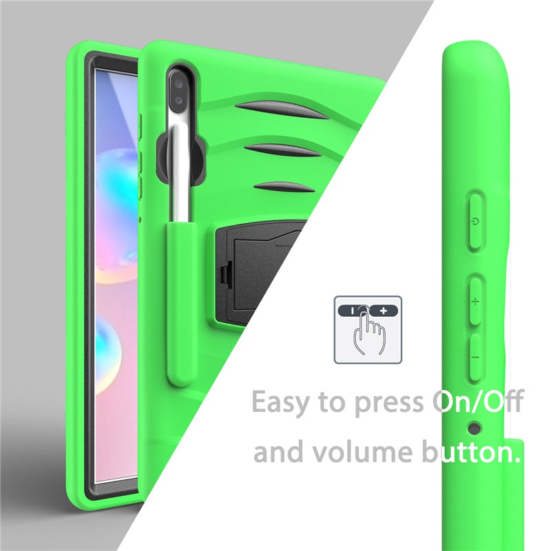 Shock Wave Kickstand Case Anti-Fall Protection With Pencil Holder For Samsung Tab S6 10.5inch T860/T865/T867(2019)-Green