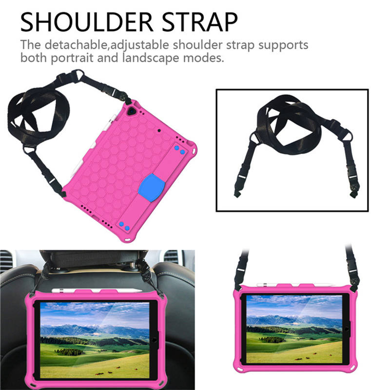 Hive iPad Case For iPad Pro/Air 10.5/iPad 10.2 Durable Stand Cover With Shoulder Strap-RoseBlue