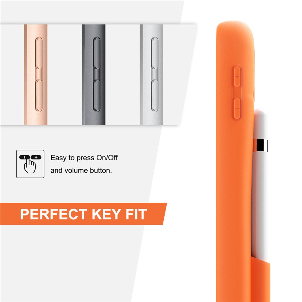 Shock Wave Kickstand Case Anti-Fall Protection With Pencil Holder+Cap For New iPad 7 10.2inch(2019)-Orange