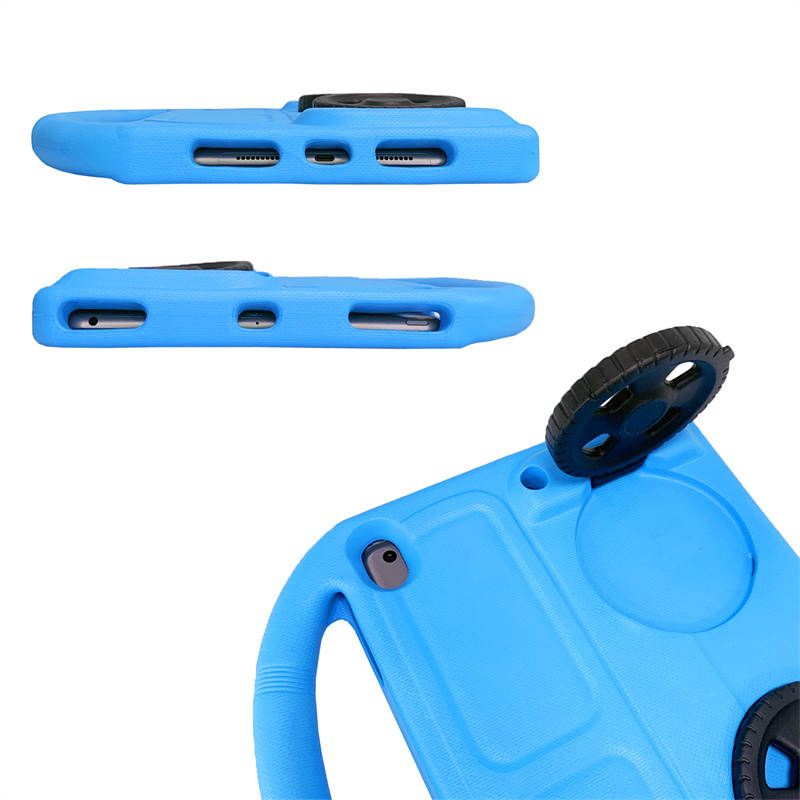 Wheel iPad Case For iPad 7/8/9 Air 3 Pro 10.5 inch Shockproof Stand Cover With Handle Stand-Blue