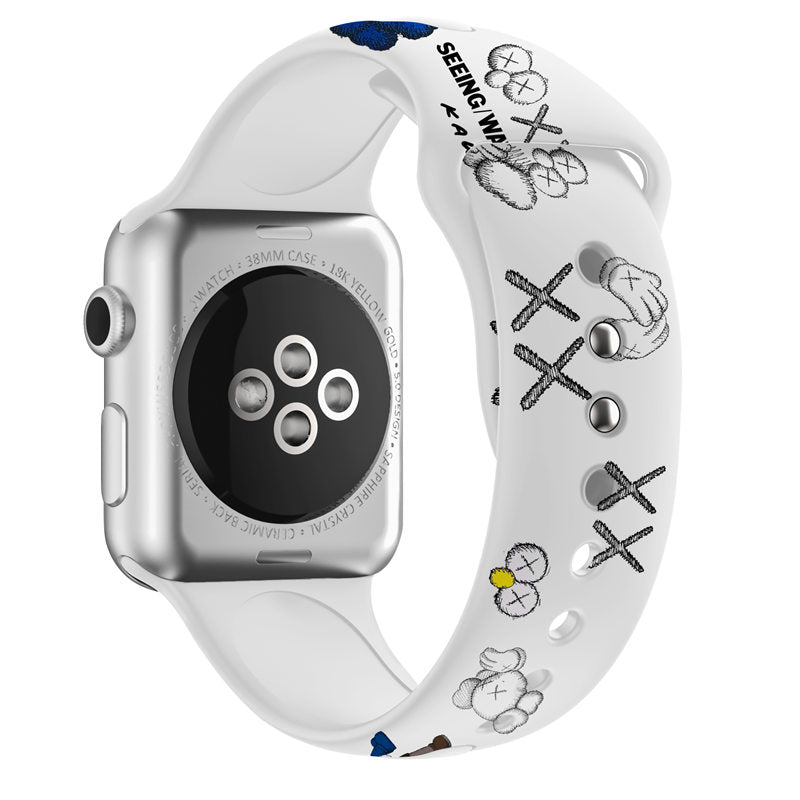 Street Fashion Printing Pattern Silicone Watchband for Apple Watch SE & Series 6/5/4/3/2/1-A23